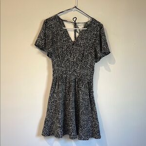 Black and White Flutter Sleeve V-Neck Mini Dress